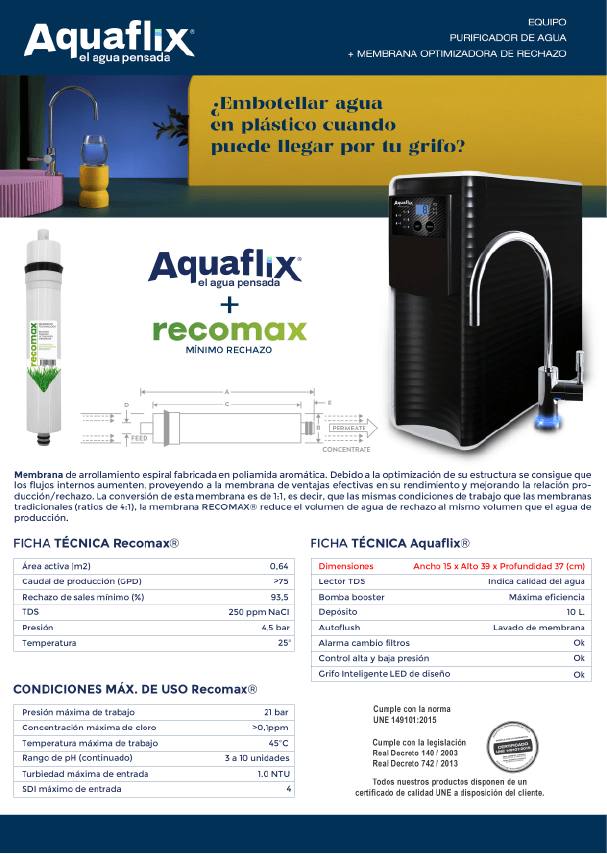 Grifo osmosis Aquaflix, agua buena en tu hogar.